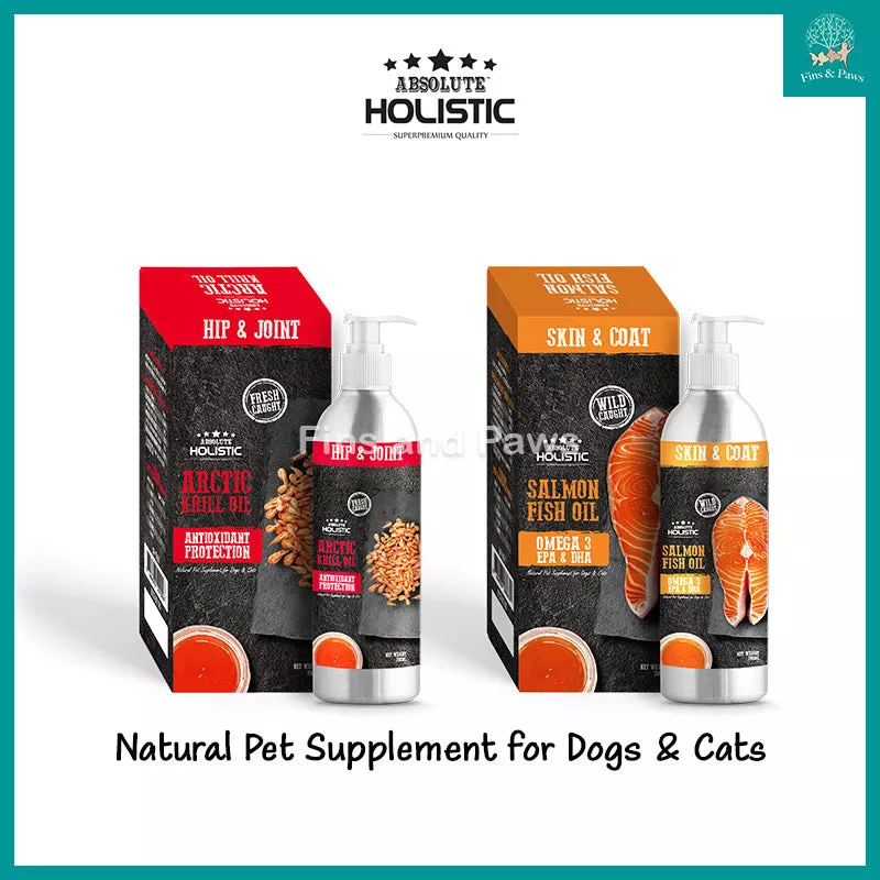 [Absolute Holistic] Fresh Caught Arctic Krill Oil / Wild Salmon Fish Oil Natural Pet Supplement for Cats & Dogs 250ml