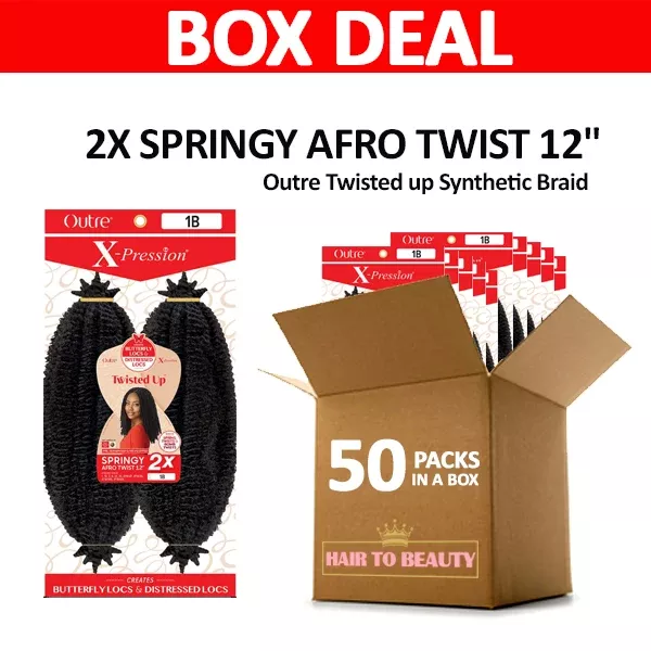[BOX DEAL] Outre Twisted up Synthetic Braid – 2X SPRINGY AFRO TWIST 12″ 50 PACKS/BOX