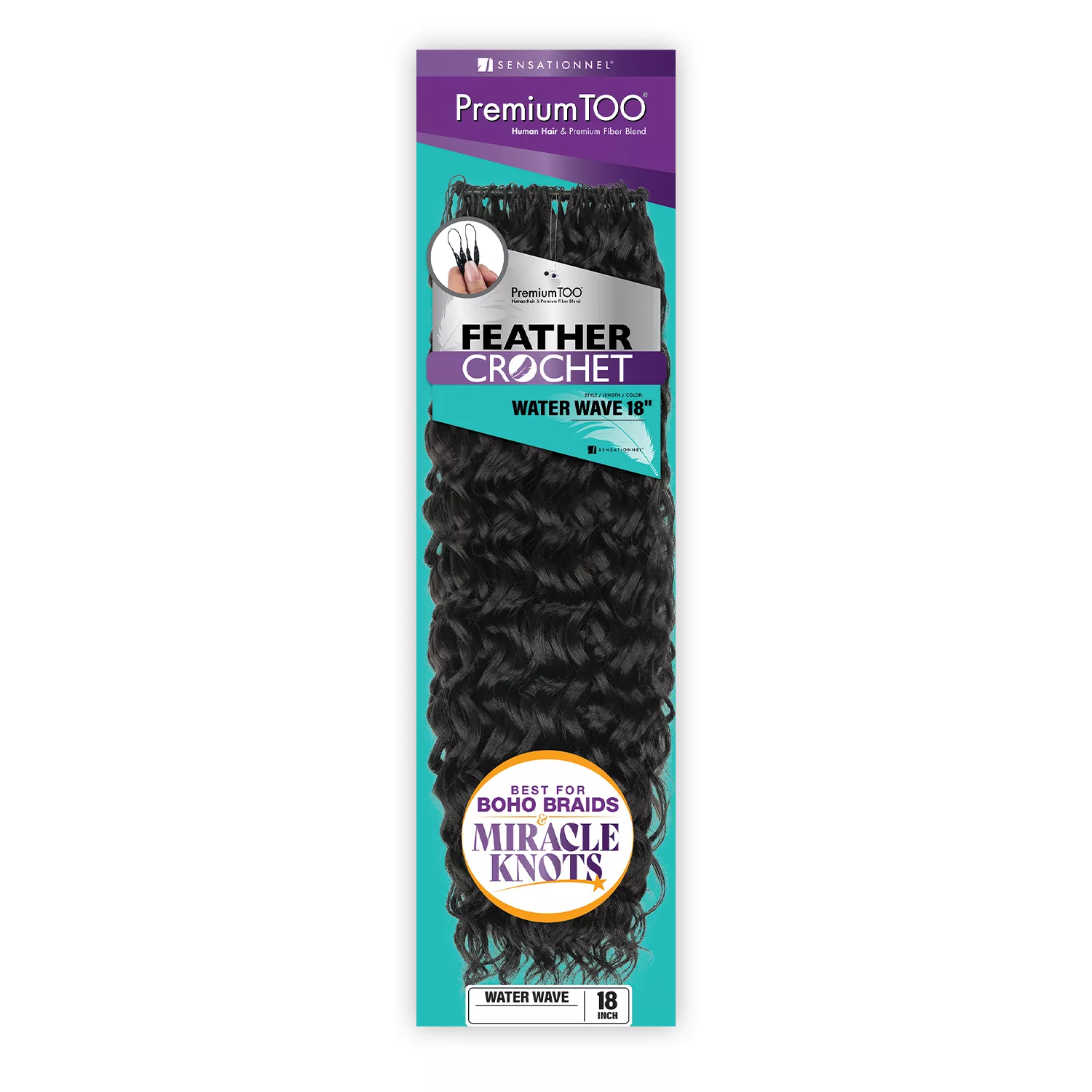 Sensationnel Human Hair Blend Crochet Braids Premium Too Feather Crochet Water Wave 14"